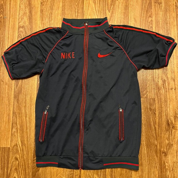 Vtg Nike Fleece Track Jacket‎ Men 2XL Black Full Zip g Zipper Athletic Cut Rare